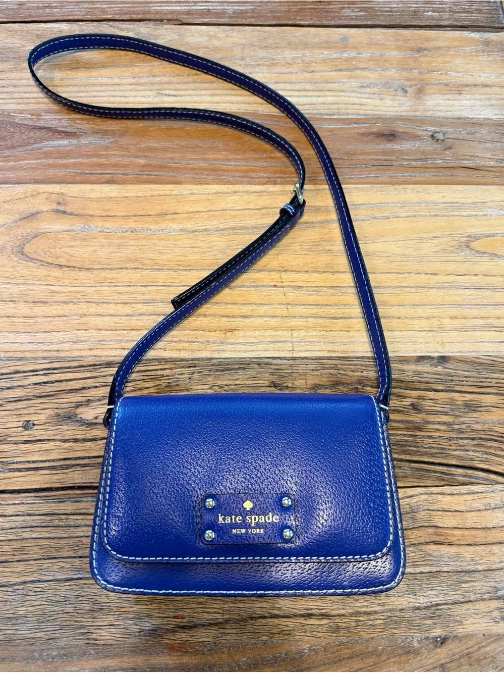 Kate Spade New York Y2K Cobalt Blue Leather Crossbody Bag